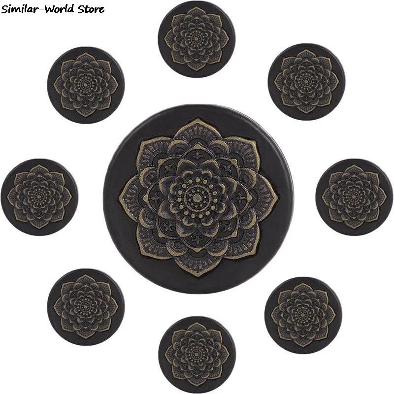 Black Natural Wood Mandala Flower Ear Plugs Tunnels Ear Expanders Earring Gauges Piercing Plug Ears Body Jewelry New Style