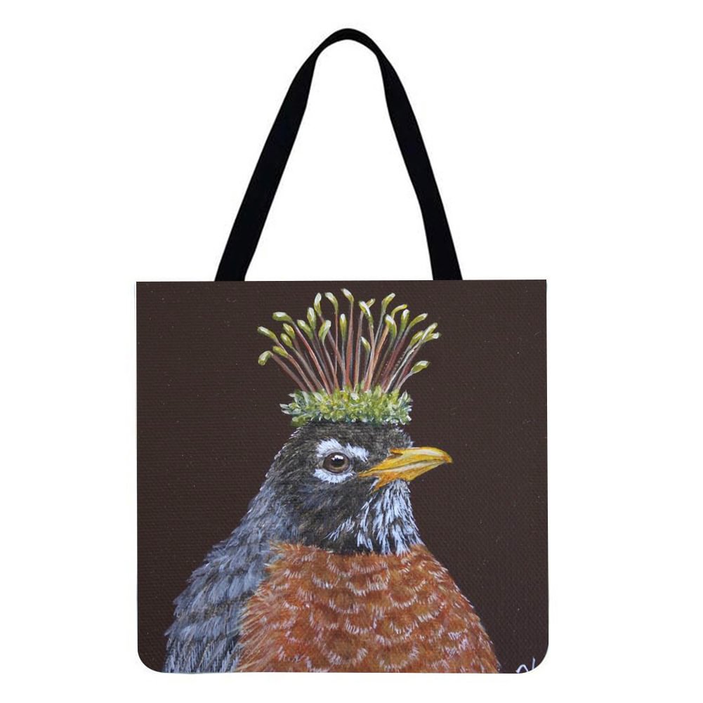 Linen Tote Bag-Corolla bird