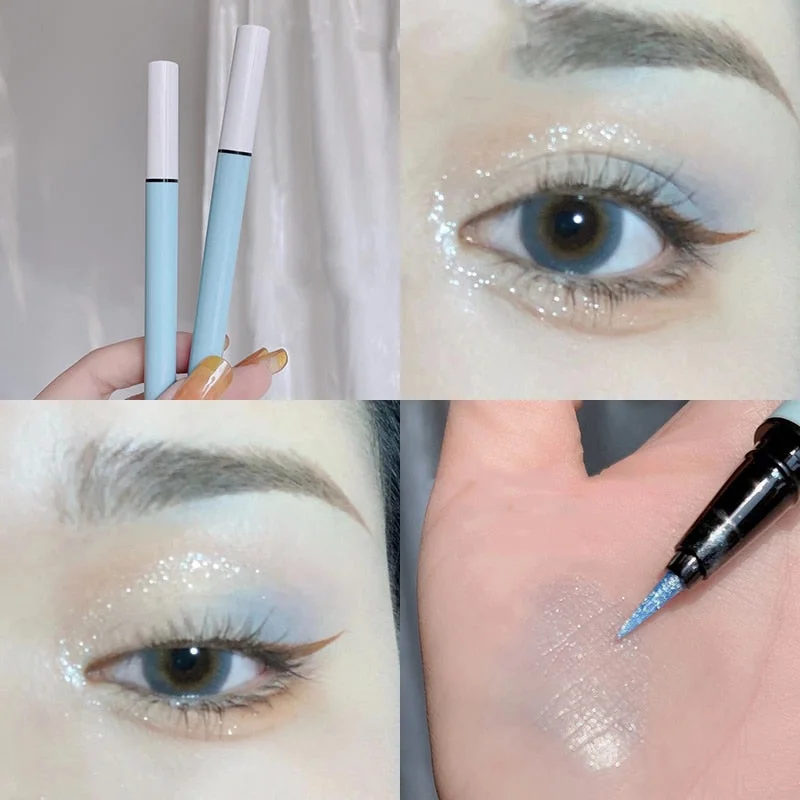 Xpoko Glitter Lying Silkworm Pen Eye Makeup Highlight Brighten Lasting Water Proof Light Blue Pink Diamond High Gloss Colored Eyeliner