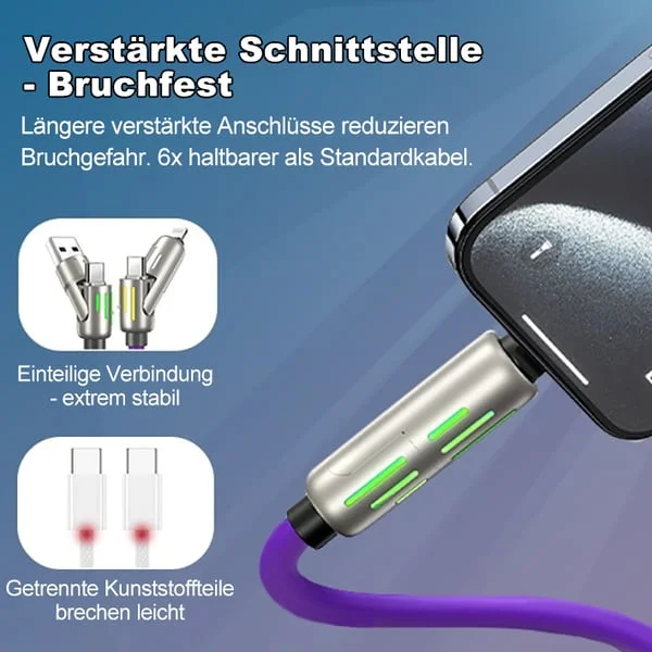 🔥Zeitlich begrenztes Angebot⏰ 4-in-1 USB-Ladekabel, Schnellladung, bis zu 60 W