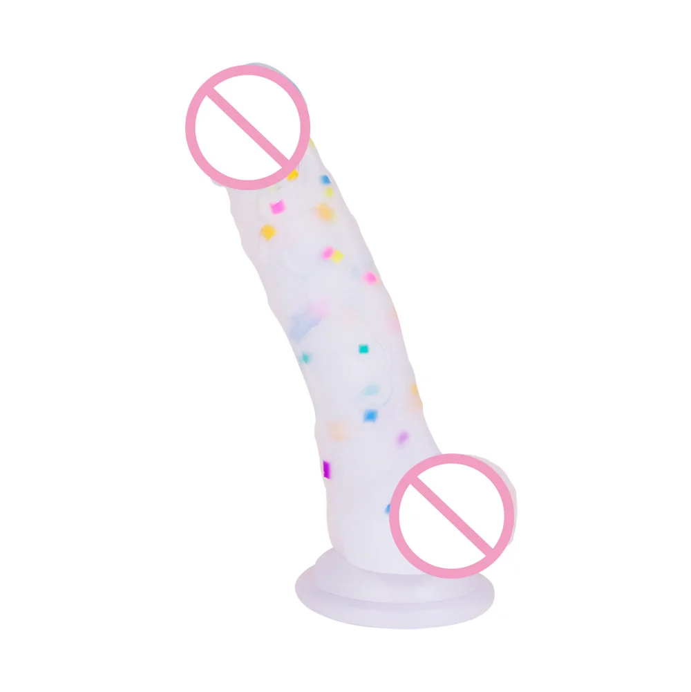 Rainbow Particles Silicon Penis Female Simulation Penis - Rose Toy