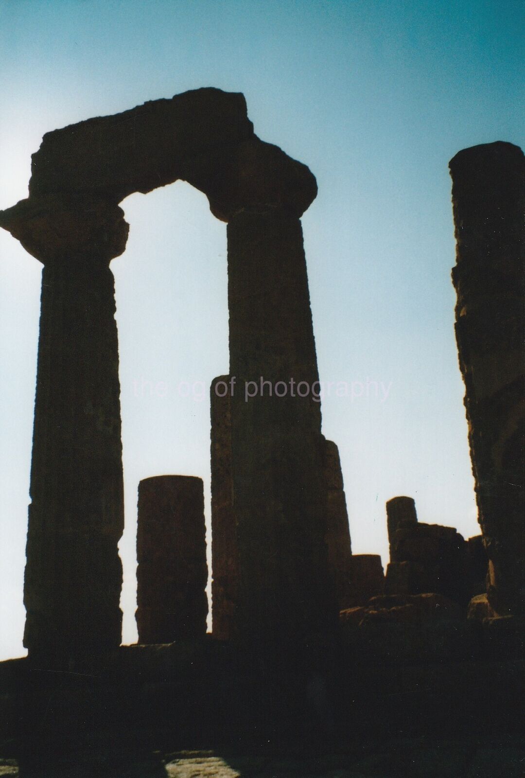 RUINS Found Photo Poster painting ColorOriginal Snapshot VINTAGE Columns 811 4 V