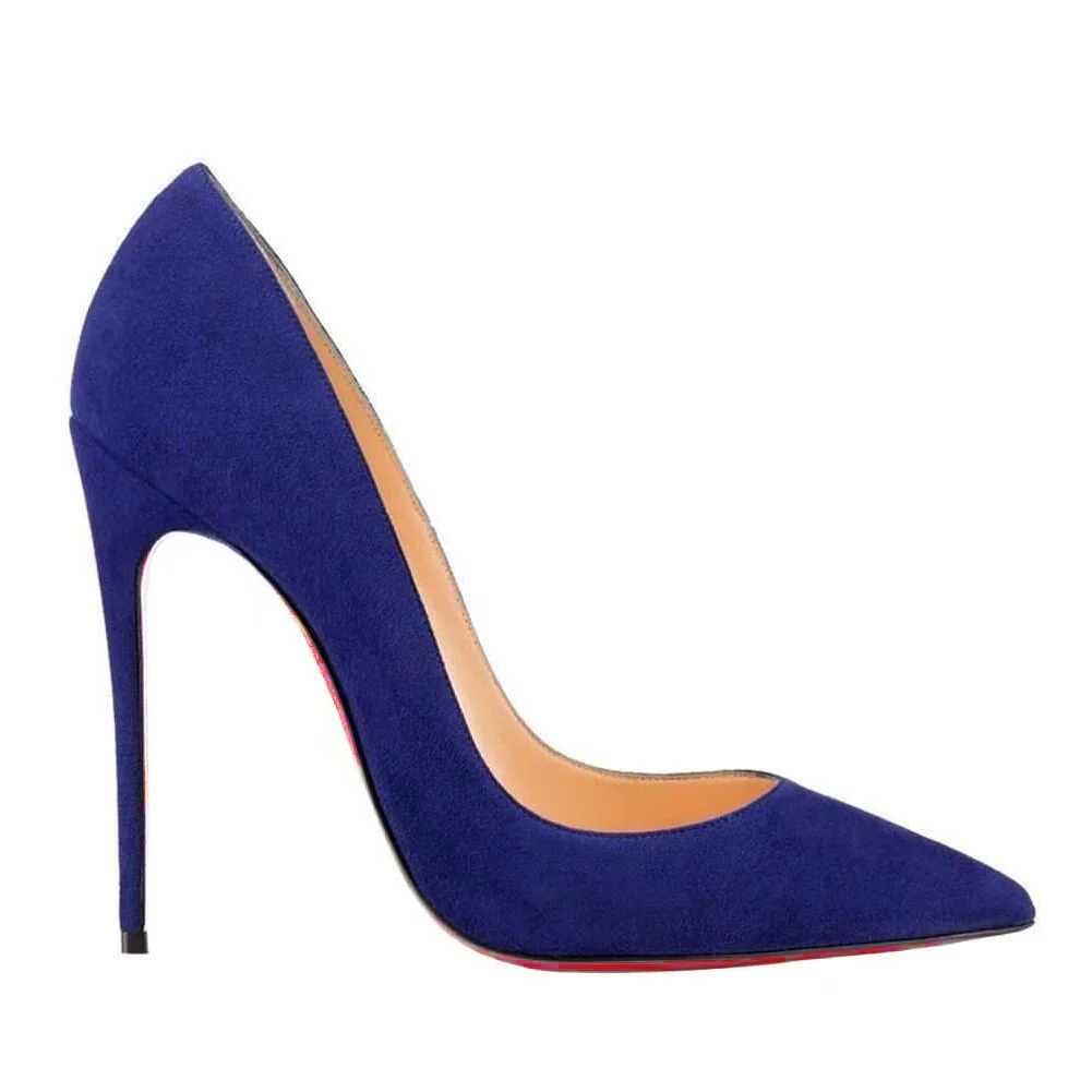 120mm Blue Pumps Red Bottom Women's Party Wedding Heels Shoes-MERUMOTE