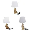 Dog Lamp with White Linen Shade Cute Room Decor White Dog Table Lamp 17.7inch for Living Room Unique Aesthetic Home Room Decor