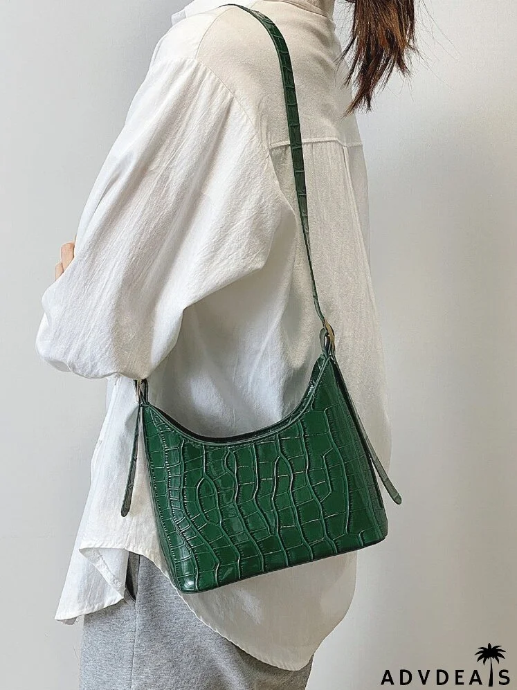 Croc Embossed Shoulder Bag