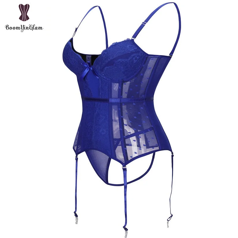 Back Hooks Adjustable Straps Solid Color Slimmer Corsets Bustiers Heart Shape Print Lingerie Plus Size