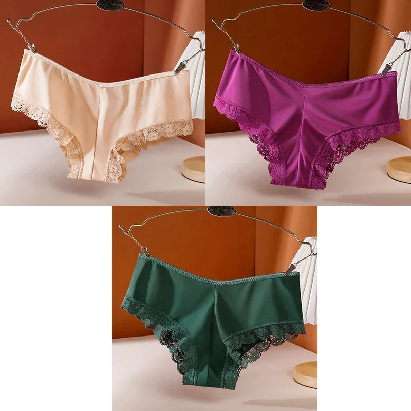 Billionm Sexy Women's Panties Low-Rise Hollow Out Cross Underwear Ice Silk Lace Female Comfort Seamless Lingerie