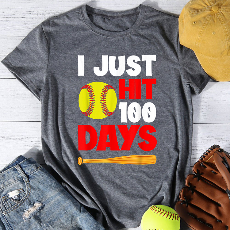 I Just Hit 100 Days Softball T-Shirt Tee-Annaletters