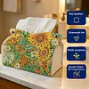 Sunflower Butterfly 24cm DIY Diamond Painting Rhinestones Decorative Tissue Box Reusable Crystal Mosaic PU Tissue Holder for Home Car Desk Decoration Craft