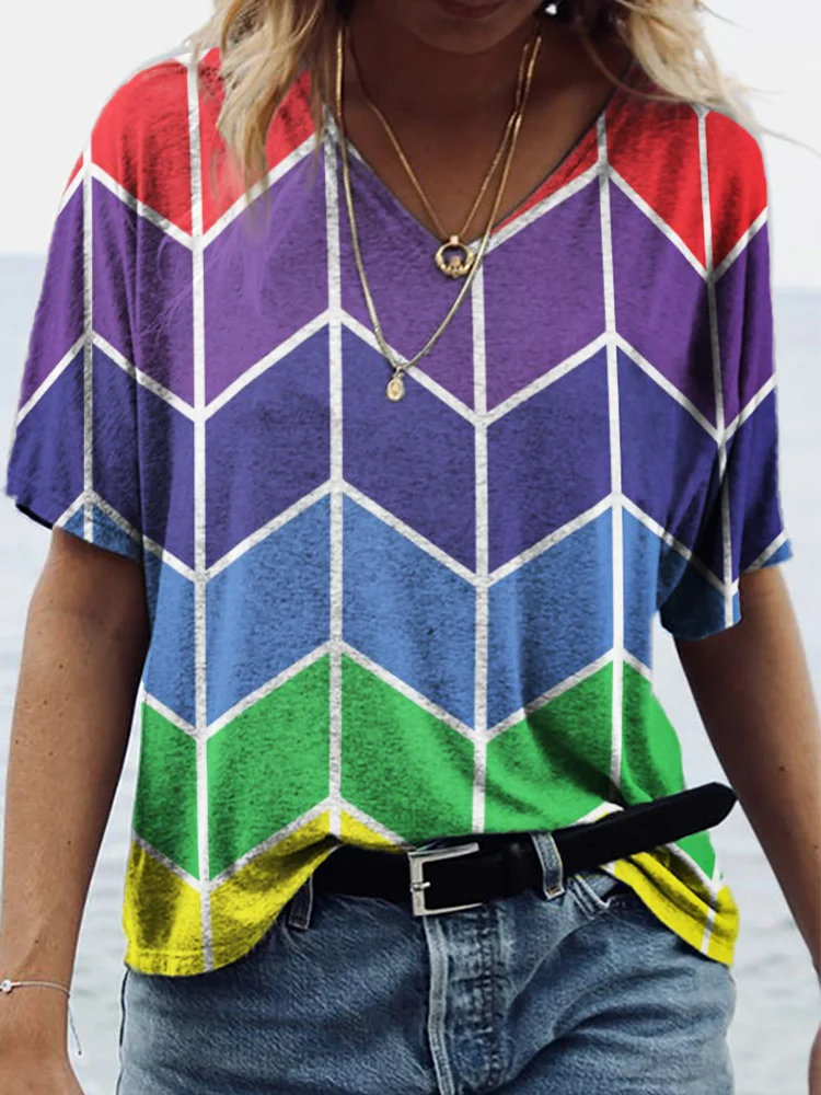 Rainbow Geometric T Shirt