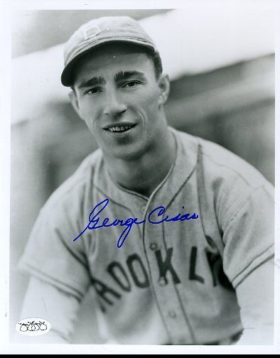 George Cisar Brooklyn Dodgers Signed Jsa Sticker 8x10 Photo Poster painting Authentic Autograph