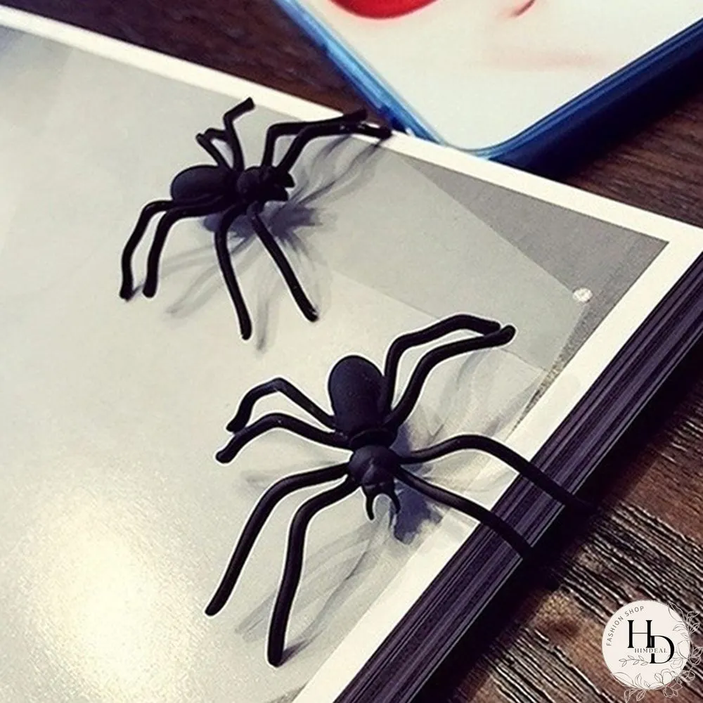 Pair Fashion Halloween Black Spider Stud Earrings Personality Double-sided Decoration