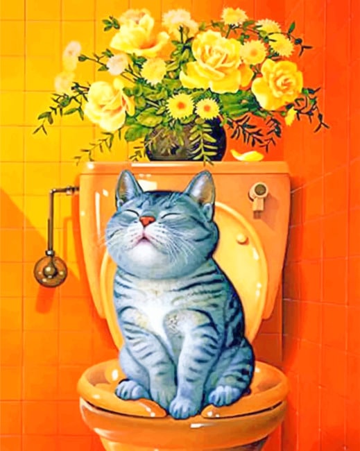 

Cat In The Bathroom – Paint By Numbers - 40*50CM, 501 Original