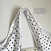 Polka Dot Nylon Storage Shoulder Bag with Key Ring Expandable Keychain Tote Bag Large Capacity Stylish Foldable Tote Handbag for Shopping Travel Commute