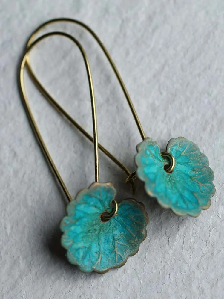 Lotus Leaf Design Retro Dangle Earrings