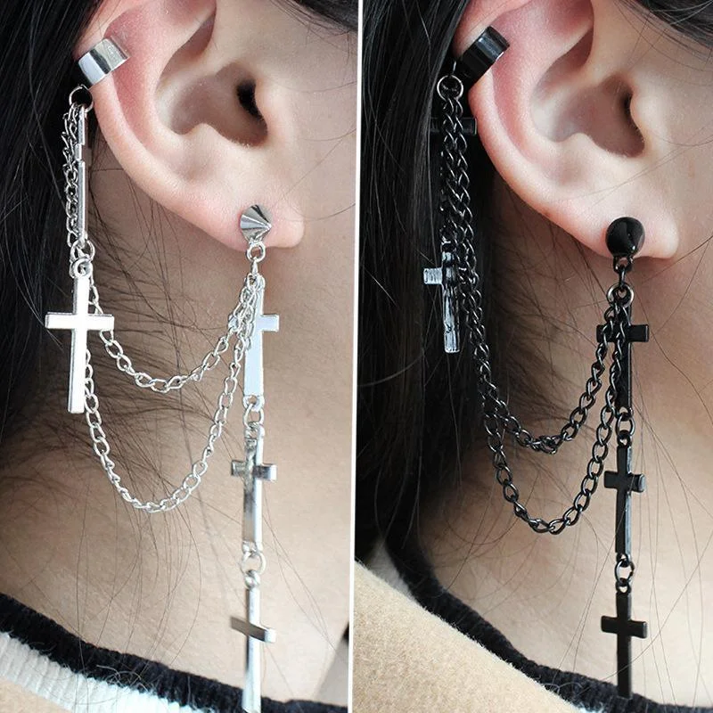 Cross Tassel Earrings