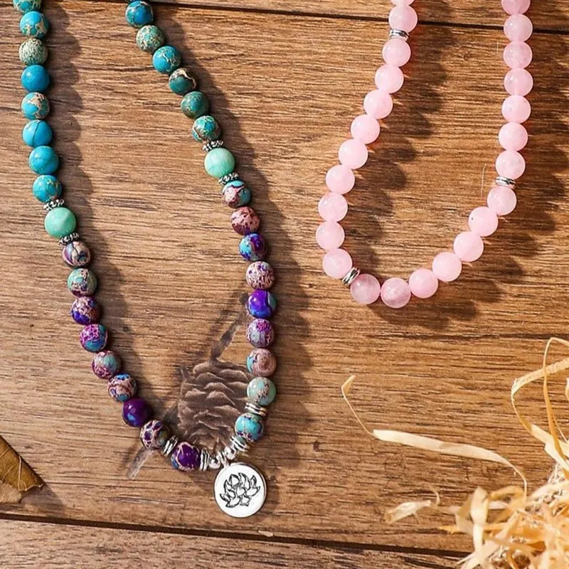 Tibetan Purple Miano Real Bead Harmony Lotus Mala