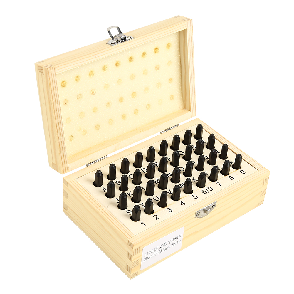 

36pcs Steel Letter Number Punch Set Leather Wood Craft Stamp w/Wooden Box, 501 Original