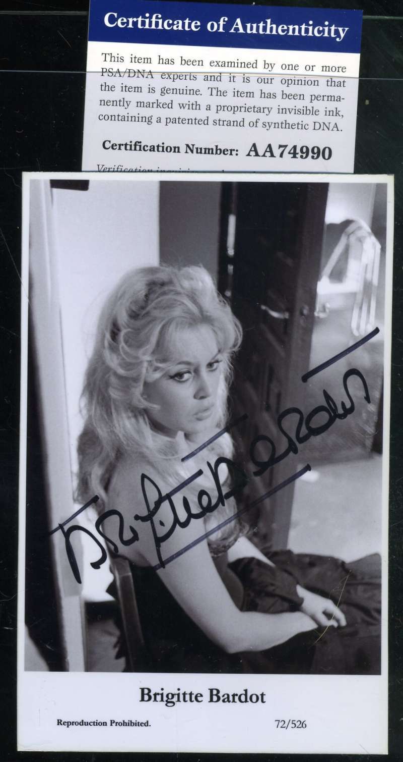 Brigitte Bardot Psa/dna Coa Hand Signed Photo Poster painting Postcard Authenticated Autograph