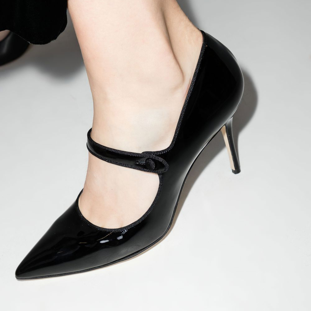 Black Patent Leather Closed Toe Stiletto Heel Pumps Nicepairs