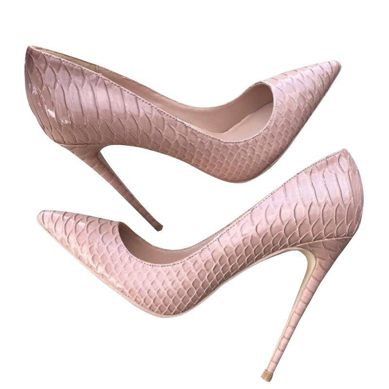 GOOSHOE Shoes Stilettos Black Apricot Snake Printed Women Shoes High Heel 12cm 10cm 8cm Women Pumps