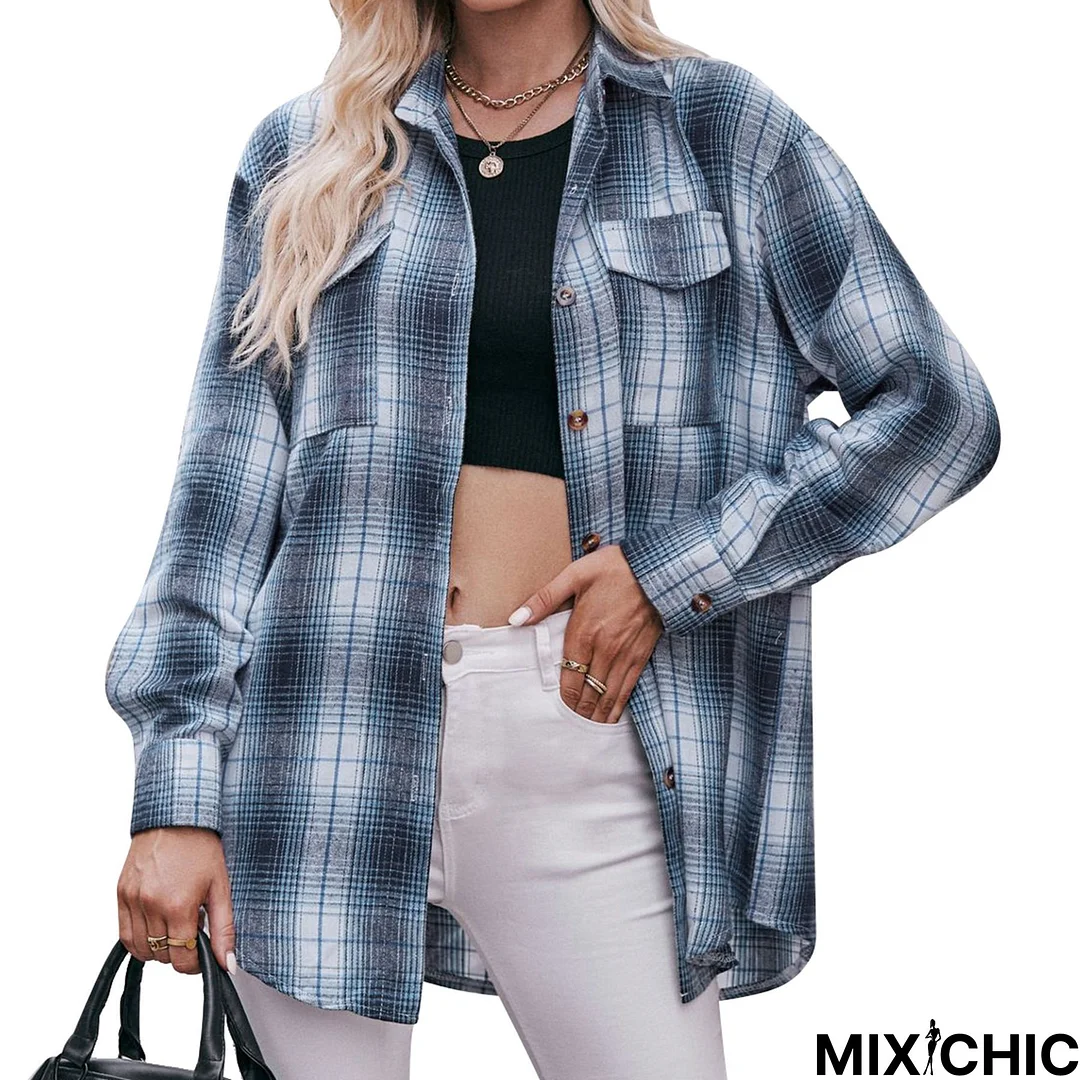 Plaid Long Sleeve Shift T-shirt