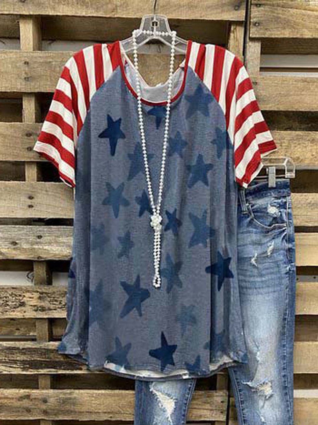Cotton Blend Short Sleeve Casual Straight T-Shirt