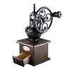 Wheel Design Vintage Manual Coffee Grinder With Ceramic Movement Retro Wooden Manual Coffee Grinder