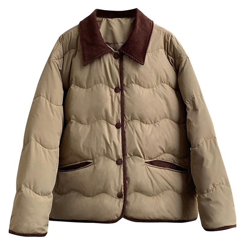 Woherb Lapel Short Down Jacket Female 2024 Winter New Sweet Korean Small Fragrant Wind Warm White Duck Down Coat Hot Style-Outfit Ideas