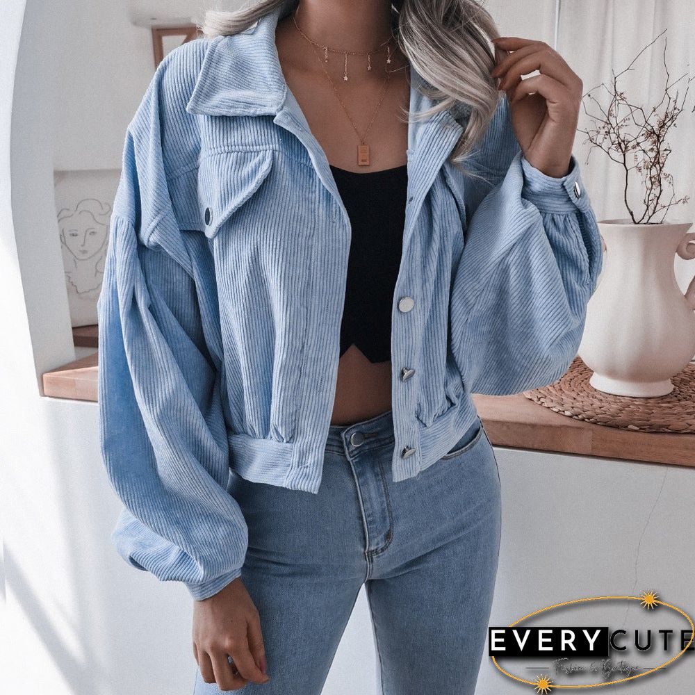 Lantern Long Sleeve Corduroy Casual Jacket Jacket Single-breasted Women's Jacket In Autumn and Winter