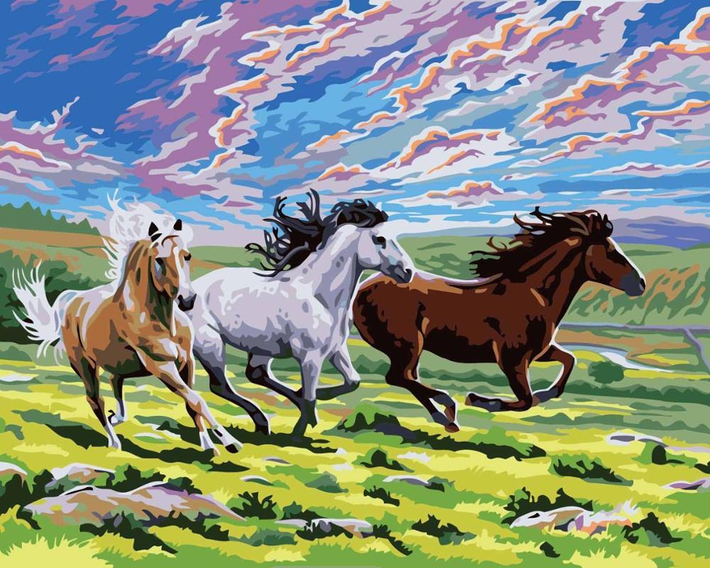 

Three Horses Running – Paint By Numbers - 40*50CM, 501 Original