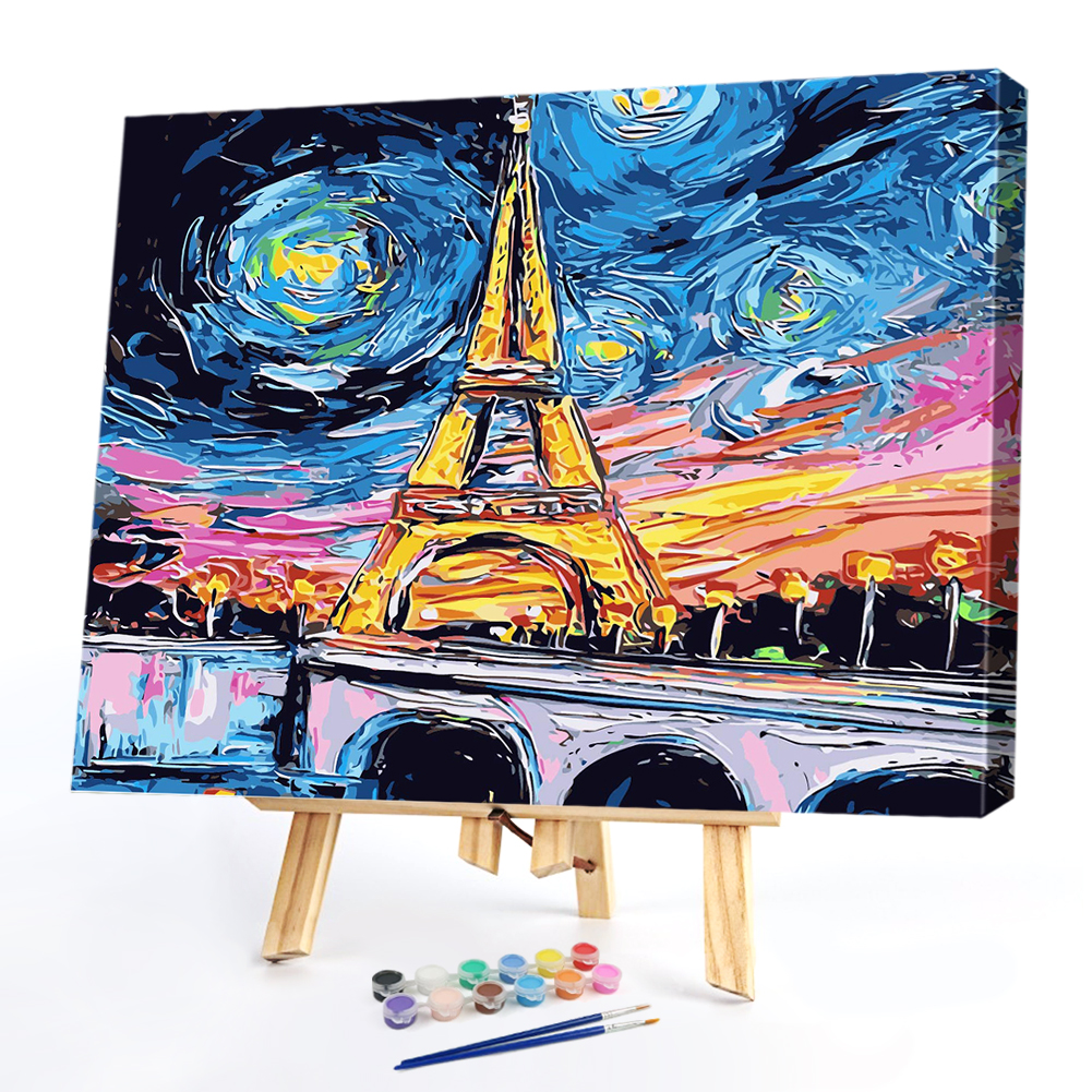 

40*50CM Paint By Numbers - Eiffel Tower Starry Skys, 501 Original
