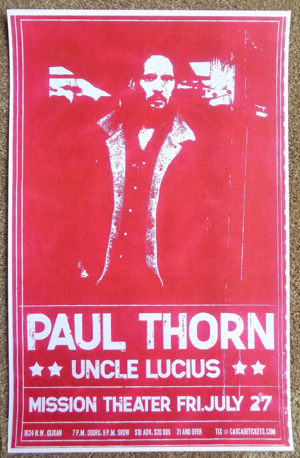 PAUL THORN 2012 Gig POSTER Portland Oregon Concert