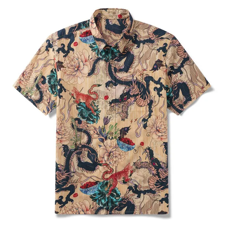 2025 Summer Men's Casual Fashion Printed Short-Sleeve Shirt
