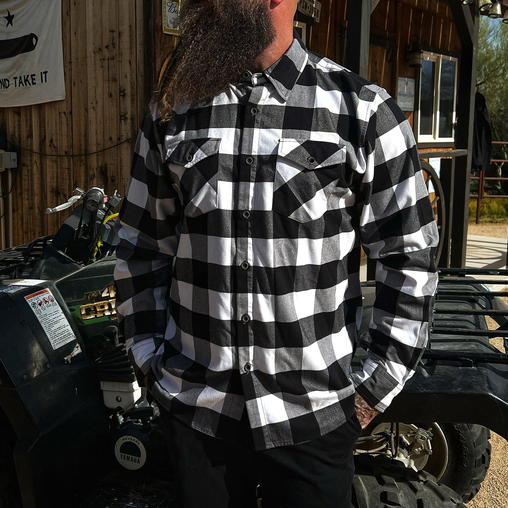 Black And White Check Casual Flannel Shirt - Livereid