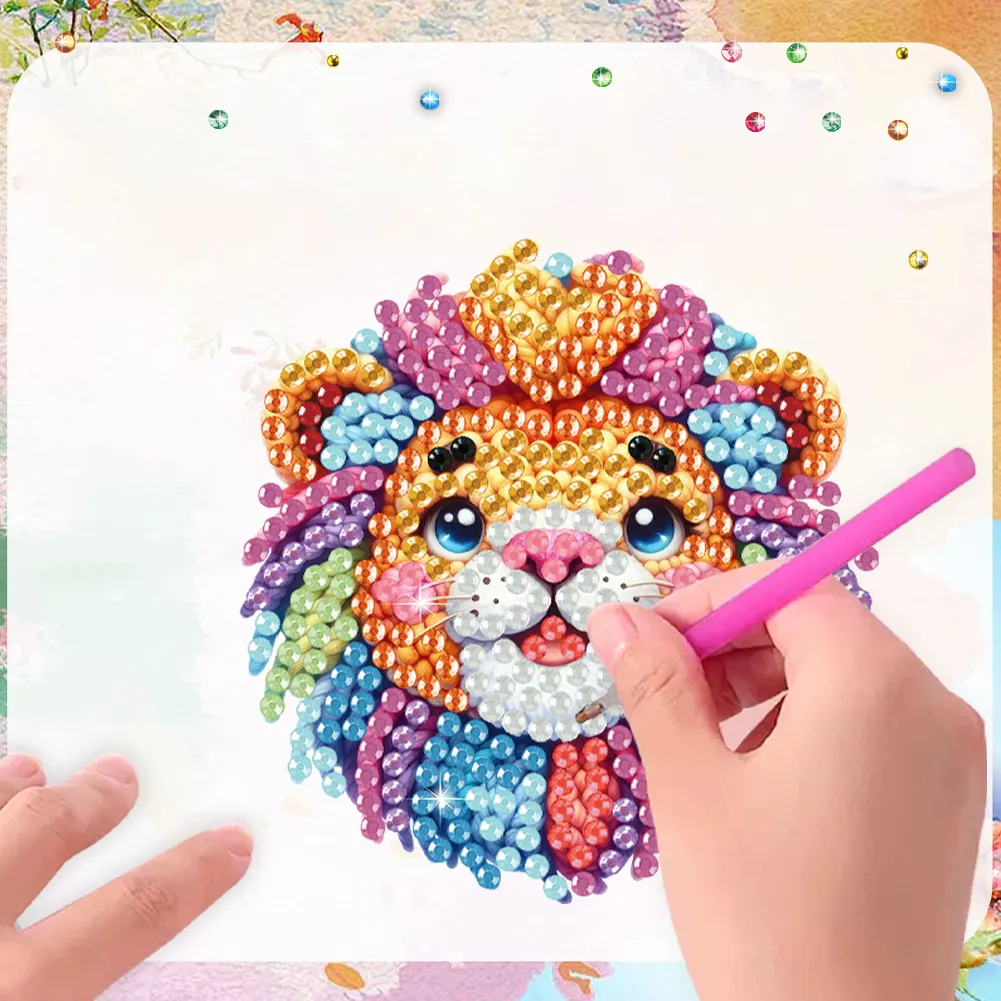 6Pcs Animal Head Acrylic Diamond Painting Art Fridge Magnet for Adults Beginners