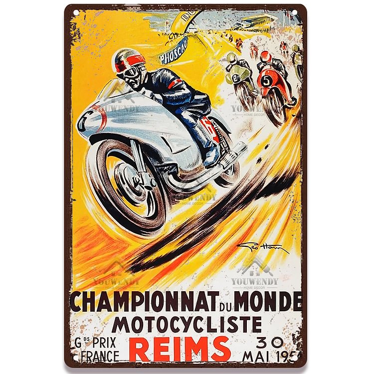 Course de moto - Enseigne Vintage Métallique/enseignes en bois - 20*30cm/30*40cm