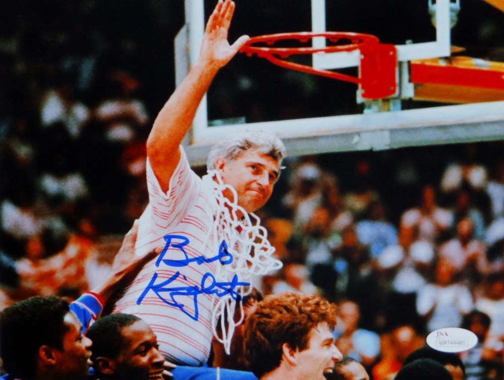 Bob Knight Autographed Indiana 8x10 Photo Poster painting Cutting Down Net-JSA W Auth *Blue