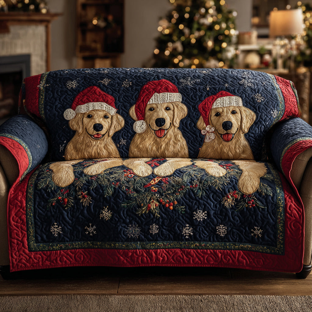 Snowflake Golden Retriever Quilted Sofa Cover NCU0HH981 everthome