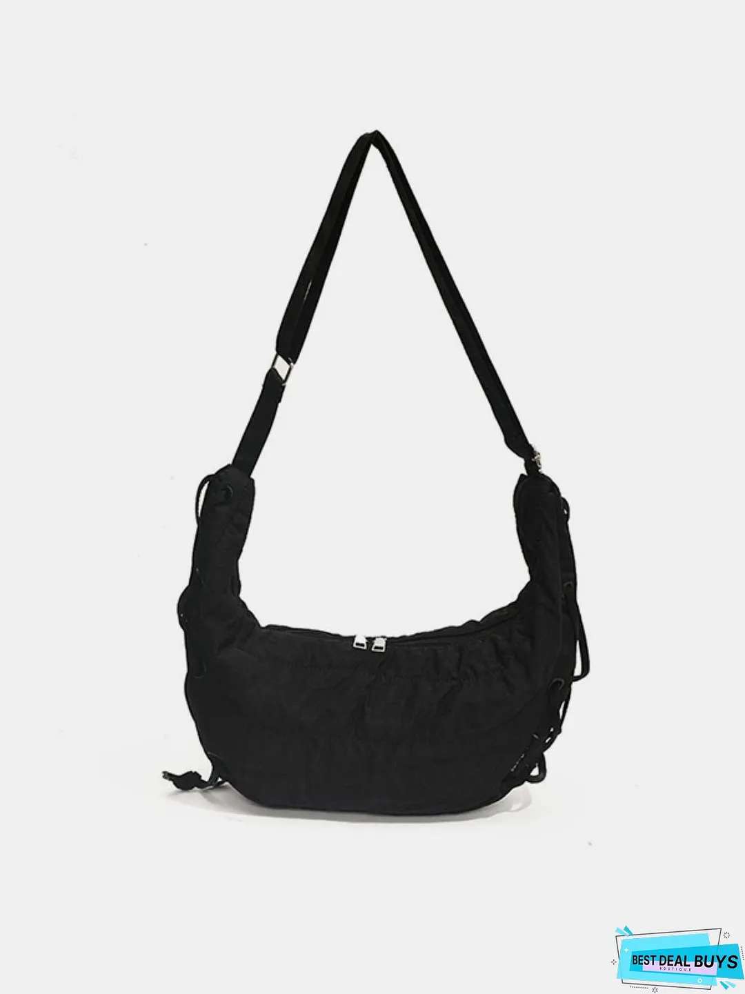 Lace-Up Polyester Crossbody Bag