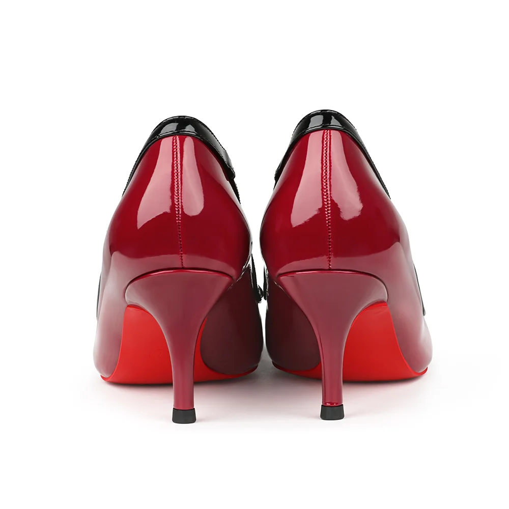 60mm Pointed Toe Bowknot Red Bottom Kitten Heels Daily Pumps for Women-MERUMOTE