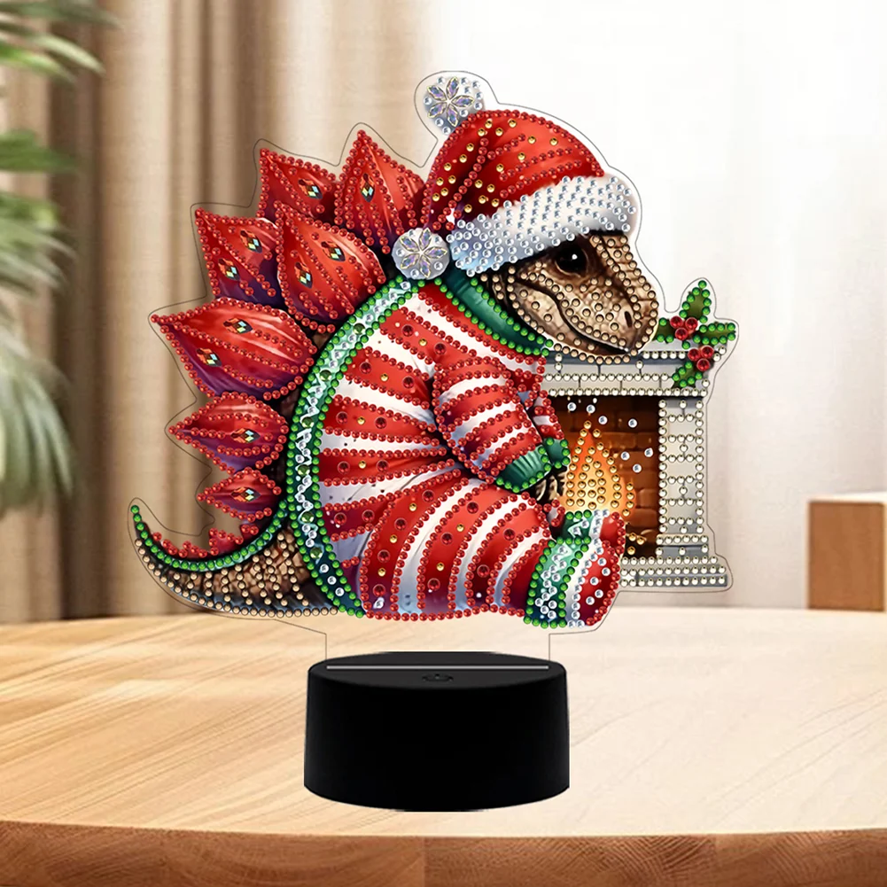 Acrylic Double Sided Butterfly Xmas Dinosaur Diamond Painting LED Night Light