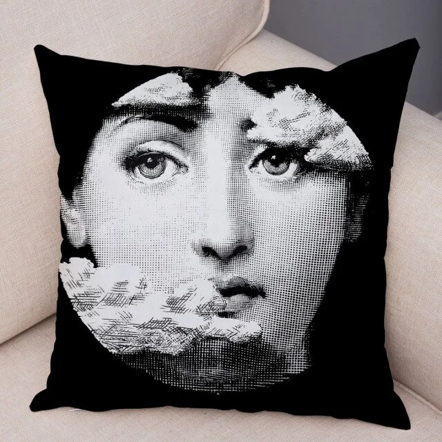 Linen Pillow Case - Italian Art Beauty Face
