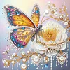 Framed Diamond Painting - Special Shaped - Butterfly and White Flower (25x25cm)