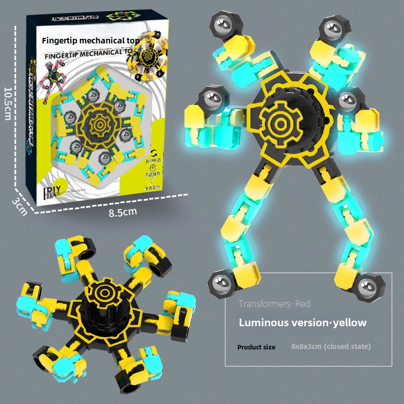 Gyro Toy Children’s Boy’s Transformable Luminous Puzzle Mechanical Fingertip Finger Rotation Decompression Boy’s Toy