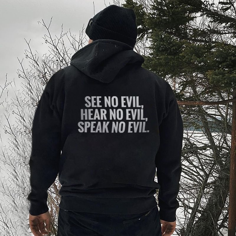 UPRANDY See No Evil Hear No Evil Speak No Evil Printed Men's Hoodie -  UPRANDY