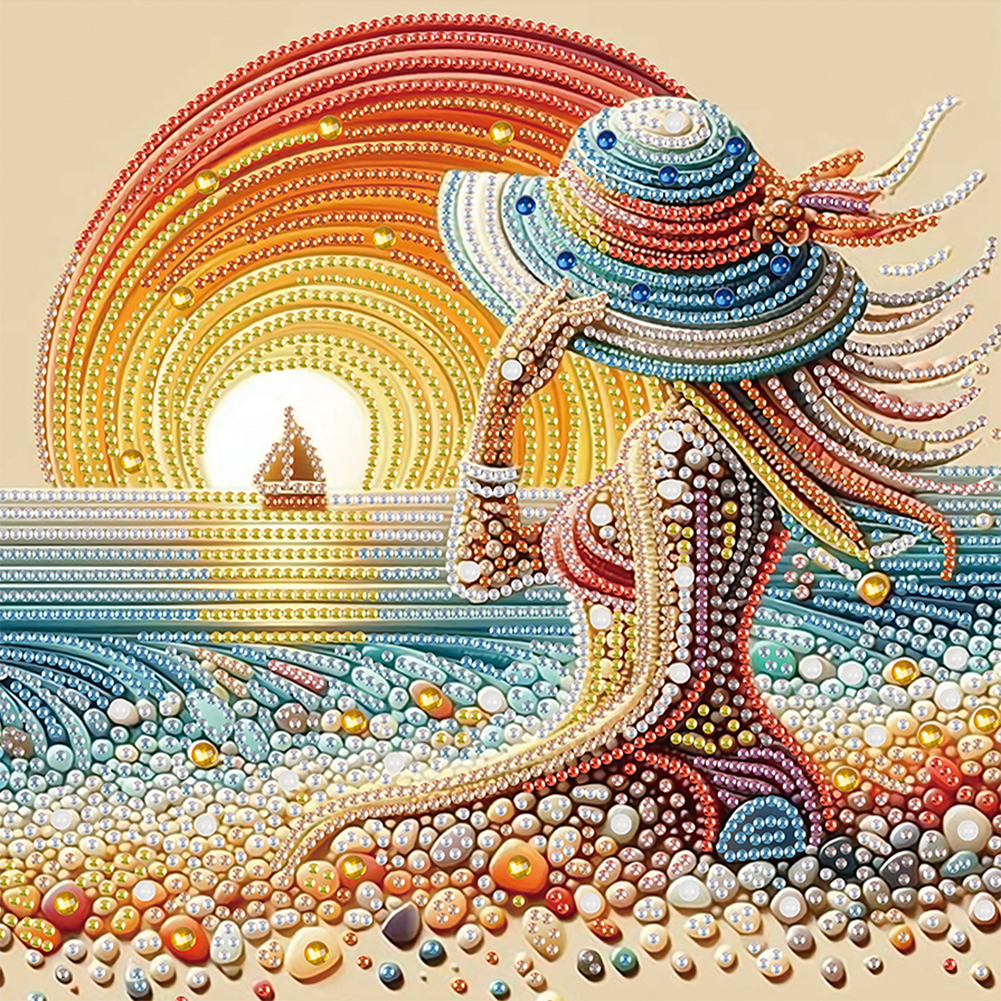 Gorgeous And Elegant Lady 30*30cm(canvas) special shaped drill diamond painting