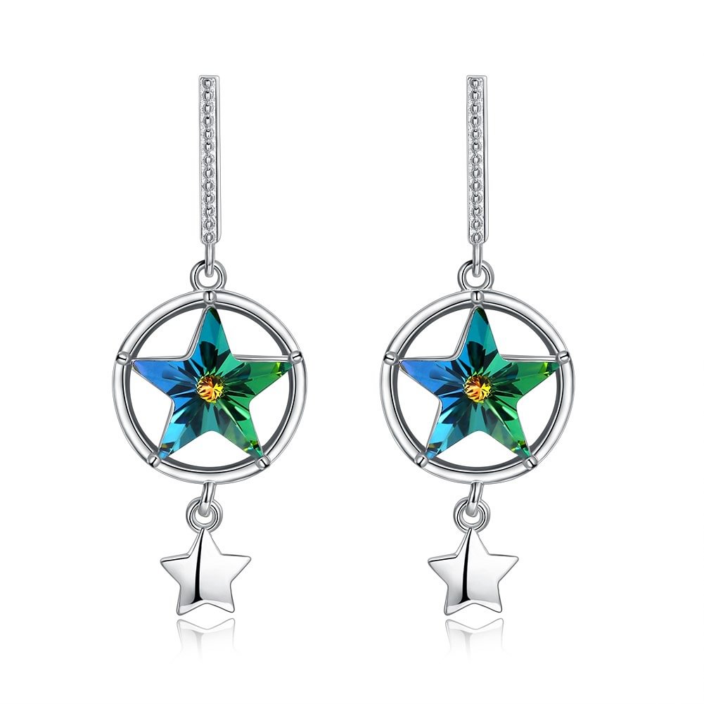 Star Pendant  Drop Earrings Crystal