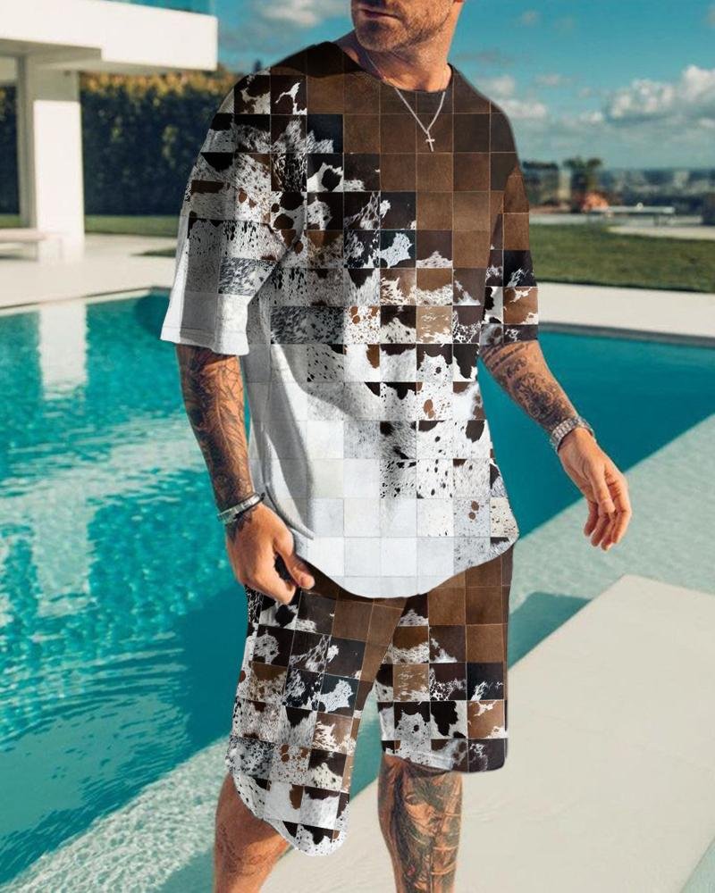 Men's Fashion Printing Shorts Suit47