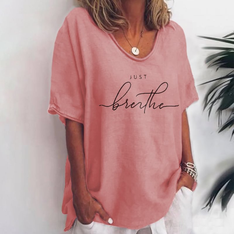 Letters Printed Women's Casual Graphic Tees Designer